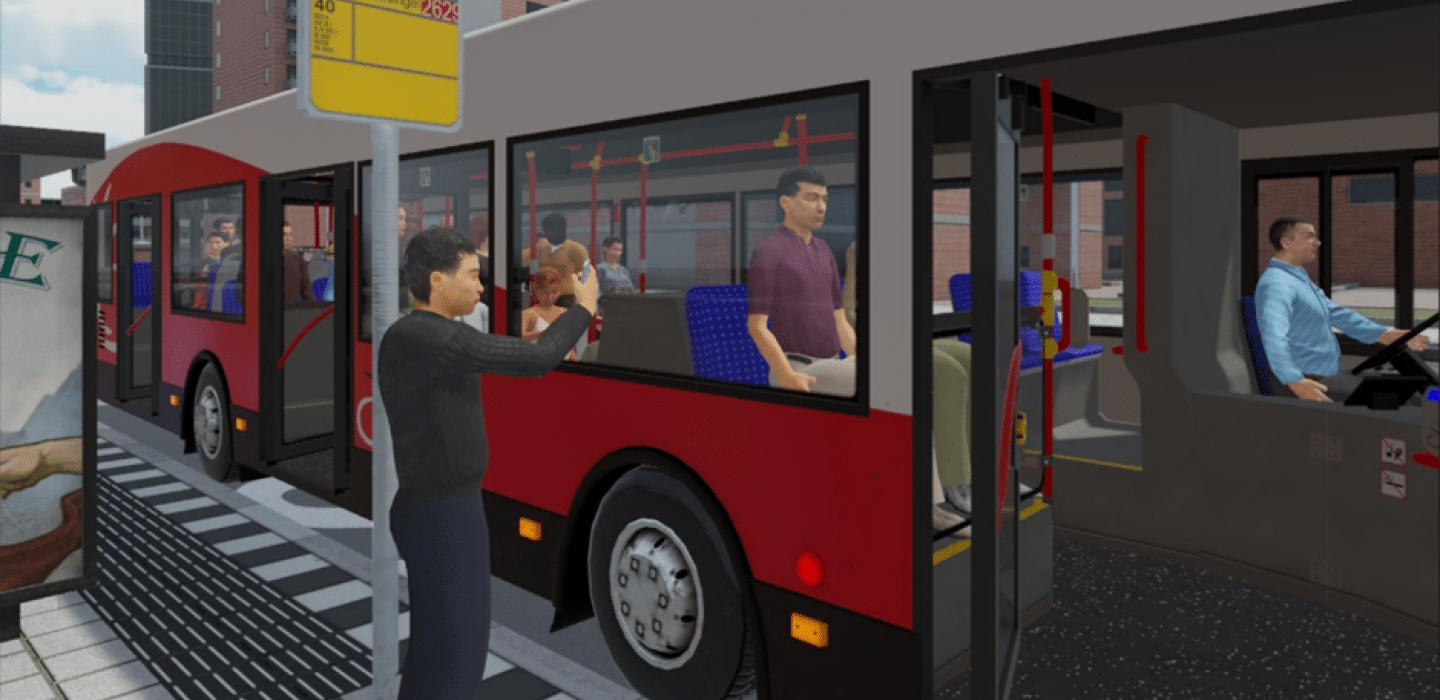 Voorbeeld van situatie in een virtuele omgeving: wachten bij de bushalte